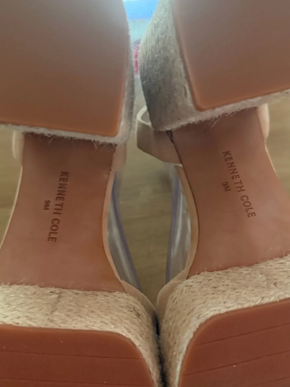 Kenneth Cole Tan Suede Platform Espadrille Block Heels